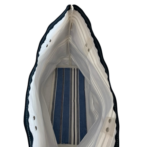 Shopping BAG Blue White Striped Tote Bag Canvas Shopper Travel Bag Beach Bag - Picture 6 of 7